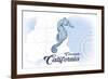 Coronado, California - Seahorse - Blue - Coastal Icon-Lantern Press-Framed Premium Giclee Print