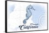 Coronado, California - Seahorse - Blue - Coastal Icon-Lantern Press-Framed Stretched Canvas