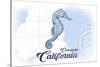 Coronado, California - Seahorse - Blue - Coastal Icon-Lantern Press-Stretched Canvas