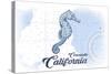 Coronado, California - Seahorse - Blue - Coastal Icon-Lantern Press-Stretched Canvas