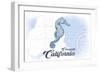 Coronado, California - Seahorse - Blue - Coastal Icon-Lantern Press-Framed Art Print