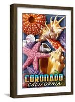 Coronado, California - Shell Montage-Lantern Press-Framed Art Print
