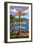 Coronado, California - Signpost-Lantern Press-Framed Art Print