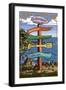 Coronado, California - Signpost-Lantern Press-Framed Art Print