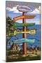 Coronado, California - Signpost-Lantern Press-Mounted Art Print