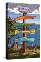 Coronado, California - Signpost-Lantern Press-Stretched Canvas