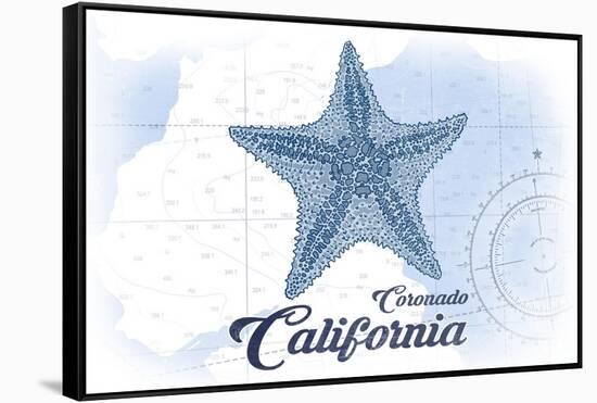 Coronado, California - Starfish - Blue - Coastal Icon-Lantern Press-Framed Stretched Canvas