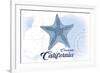 Coronado, California - Starfish - Blue - Coastal Icon-Lantern Press-Framed Premium Giclee Print