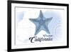 Coronado, California - Starfish - Blue - Coastal Icon-Lantern Press-Framed Premium Giclee Print