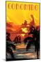 Coronado, California - Sunset and Ship-Lantern Press-Mounted Art Print