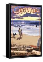 Coronado, California - Sunset Beach Walk-Lantern Press-Framed Stretched Canvas