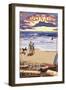 Coronado, California - Sunset Beach Walk-Lantern Press-Framed Art Print