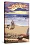 Coronado, California - Sunset Beach Walk-Lantern Press-Stretched Canvas