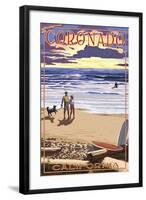 Coronado, California - Sunset Beach Walk-Lantern Press-Framed Art Print