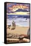 Coronado, California - Sunset Beach Walk-Lantern Press-Framed Stretched Canvas