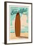 Coronado, California - Surf Board Letterpress - Life is a Beautiful Ride-Lantern Press-Framed Art Print