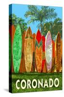 Coronado, California - Surfboard Fence-Lantern Press-Stretched Canvas