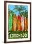 Coronado, California - Surfboard Fence-Lantern Press-Framed Art Print