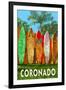 Coronado, California - Surfboard Fence-Lantern Press-Framed Art Print