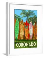 Coronado, California - Surfboard Fence-Lantern Press-Framed Art Print