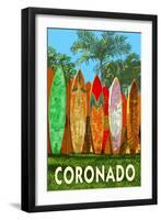 Coronado, California - Surfboard Fence-Lantern Press-Framed Art Print