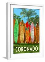 Coronado, California - Surfboard Fence-Lantern Press-Framed Art Print