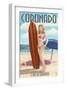 Coronado, California - Surfer Pinup-Lantern Press-Framed Art Print