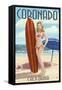 Coronado, California - Surfer Pinup-Lantern Press-Framed Stretched Canvas