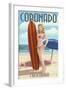 Coronado, California - Surfer Pinup-Lantern Press-Framed Art Print