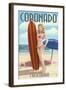 Coronado, California - Surfer Pinup-Lantern Press-Framed Art Print