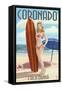 Coronado, California - Surfer Pinup-Lantern Press-Framed Stretched Canvas