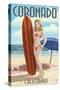 Coronado, California - Surfer Pinup-Lantern Press-Stretched Canvas