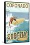 Coronado, California - Surfer-Lantern Press-Framed Stretched Canvas