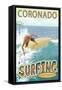 Coronado, California - Surfer-Lantern Press-Framed Stretched Canvas