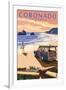 Coronado, California - Woody on the Beach-Lantern Press-Framed Art Print