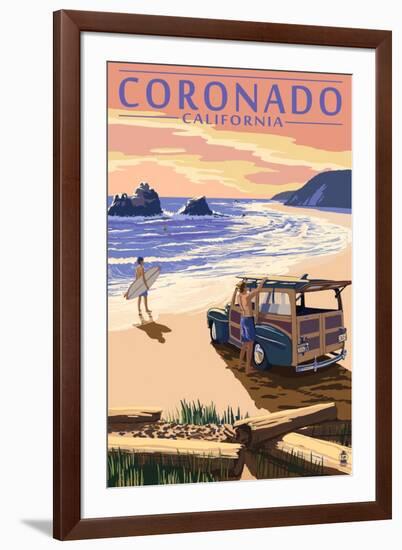 Coronado, California - Woody on the Beach-Lantern Press-Framed Art Print