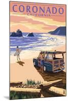 Coronado, California - Woody on the Beach-Lantern Press-Mounted Art Print