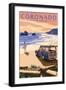 Coronado, California - Woody on the Beach-Lantern Press-Framed Art Print