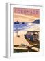 Coronado, California - Woody on the Beach-Lantern Press-Framed Art Print