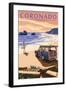 Coronado, California - Woody on the Beach-Lantern Press-Framed Art Print