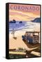 Coronado, California - Woody on the Beach-Lantern Press-Framed Stretched Canvas