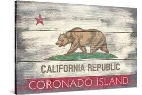 Coronado Island, California - Barnwood State Flag-Lantern Press-Stretched Canvas