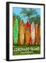 Coronado Island, California - Surfboard Fence-Lantern Press-Framed Art Print