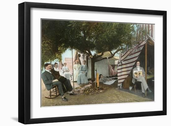 Coronado Tent City Life, San Diego, California-null-Framed Art Print