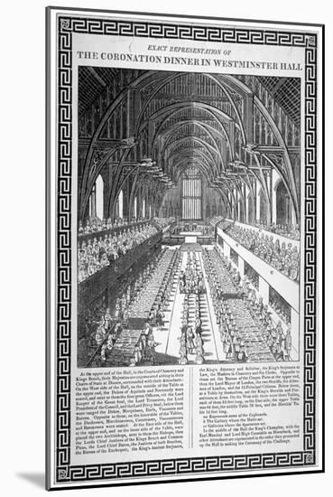 Coronation Dinner Held for George Iv, Westminster Hall, London, 1821-null-Mounted Giclee Print