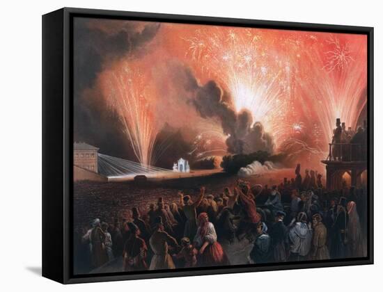 Coronation Fireworks in Moscow, 1856-Pharamond Blanchard-Framed Stretched Canvas