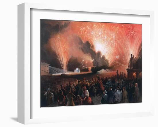 Coronation Fireworks in Moscow, 1856-Pharamond Blanchard-Framed Giclee Print