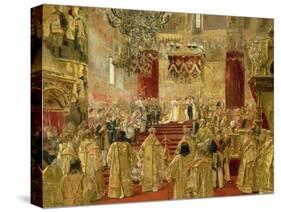 Coronation of Czar Nicolas II and Empress Alexandra Feodorowna, Church of the Assumption, Moscow.-Henri Gervex-Stretched Canvas