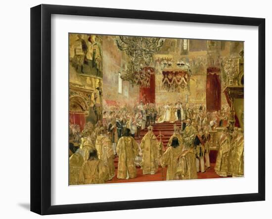 Coronation of Czar Nicolas II and Empress Alexandra Feodorowna, Church of the Assumption, Moscow.-Henri Gervex-Framed Giclee Print