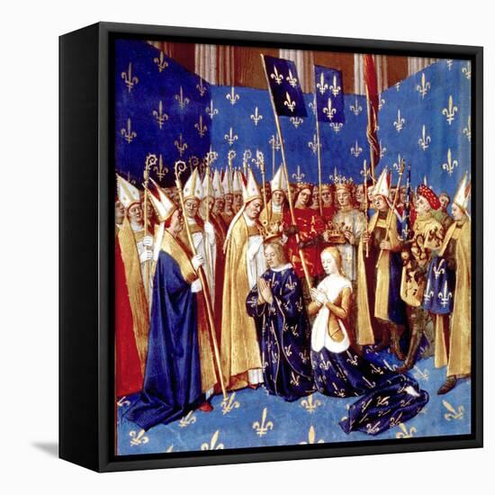 Coronation of French King Louis VIII and Queen Blanche of Castille in 1223-null-Framed Stretched Canvas